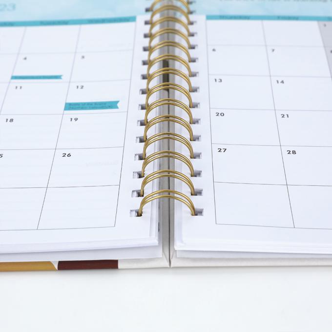 Office 2023-2024 A5 Femmes Spirale en feuille d'or Objectif hebdomadaire mensuel Journaux de journaux Carnet de notes Planificateur d'agenda 5