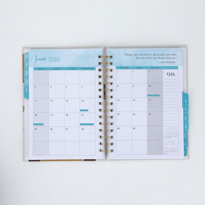 Office 2023-2024 A5 Femmes Spirale en feuille d'or Objectif hebdomadaire mensuel Journaux de journaux Carnet de notes Planificateur d'agenda 8