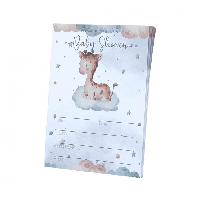 Taille personnalisée Cartoon Révéler le sexe Cartes de fête et enveloppes Invitations de baby shower 6