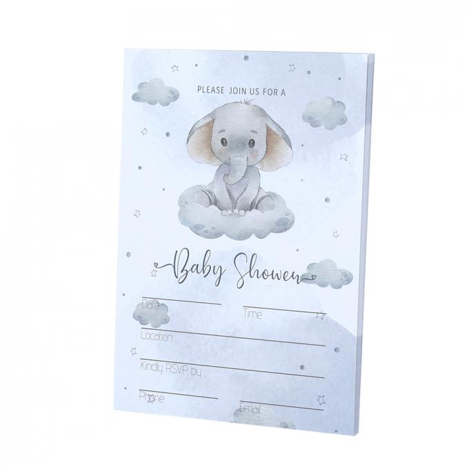 Taille personnalisée Cartoon Révéler le sexe Cartes de fête et enveloppes Invitations de baby shower 8