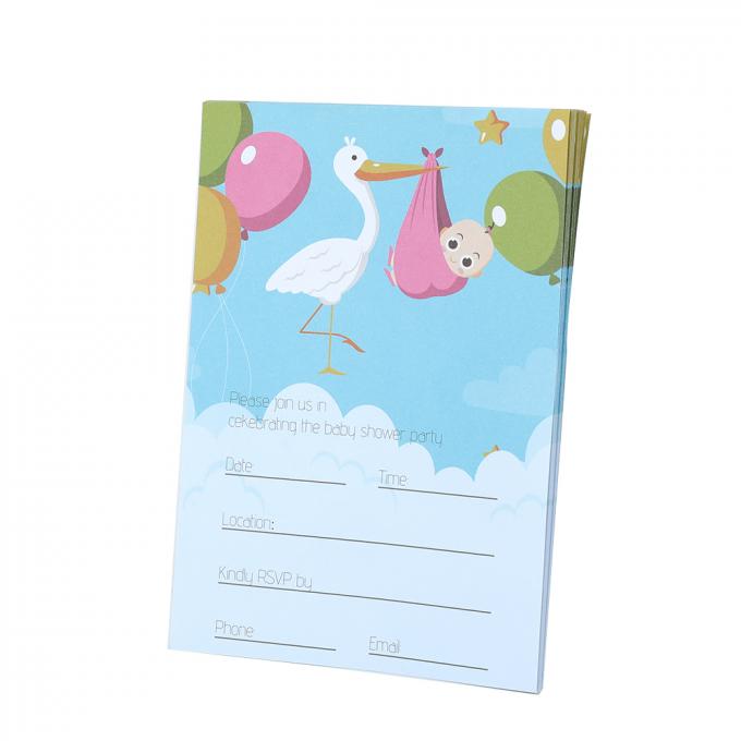 Taille personnalisée Cartoon Révéler le sexe Cartes de fête et enveloppes Invitations de baby shower 7