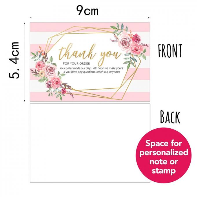 Carte de remerciement en papier d'art blanc de taille personnalisée pour la promotion des petites entreprises 4