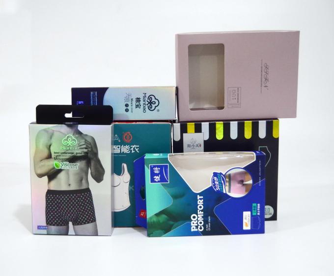 Boîtes à crochets imprimées sur mesure en carton pour hommes, sous-vêtements non suspendus, avec boîte d'emballage pour fenêtre 10