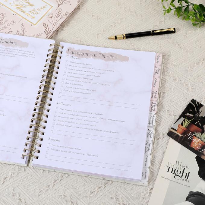 A4 A5 Spirale journal papier carnets de journaux de journaux de mariage planificateur pour les femmes 9
