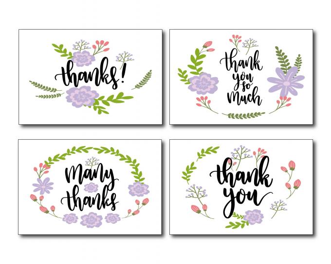Carte postale en carton papier pour le luxe en vrac Aquarelle feuillage fleur Merci 5