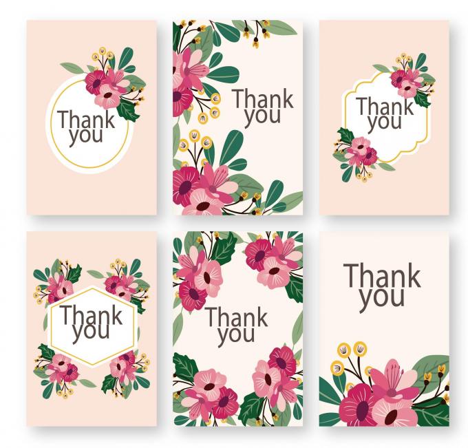 Carte postale en carton papier pour le luxe en vrac Aquarelle feuillage fleur Merci 7