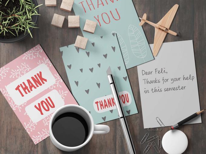 Carte postale en carton papier pour le luxe en vrac Aquarelle feuillage fleur Merci 8