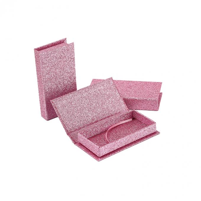 Logo personnalisé Pink Glitter Faux Cils Box de vente au détail avec structure en carton 2