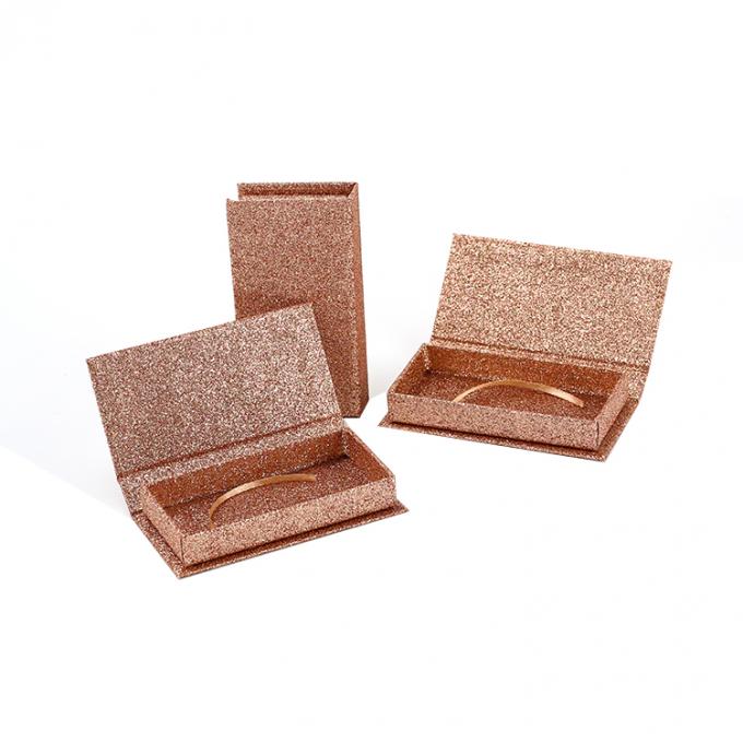 Logo personnalisé Pink Glitter Faux Cils Box de vente au détail avec structure en carton 7