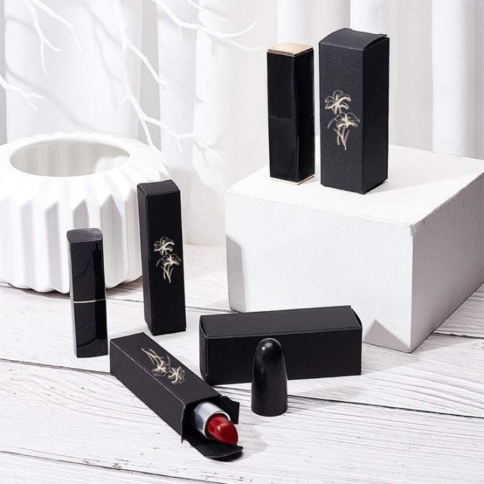 Cosmétiques noirs creux sur mesure rouge à lèvres Gloss de lèvres Boîtes de papier d'emballage pour tube de rouge à lèvres 5