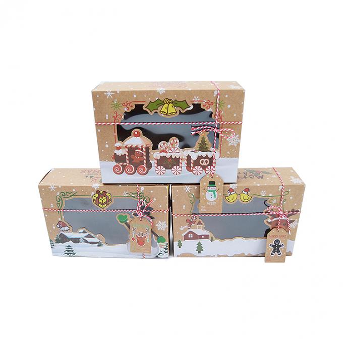Boîte cadeau de biscuits à beignets de Noël avec fenêtre transparente personnalisée et accrocheuse 0