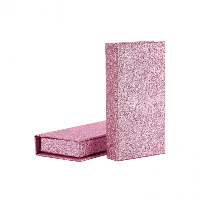 Logo personnalisé Pink Glitter Faux Cils Box de vente au détail avec structure en carton 3
