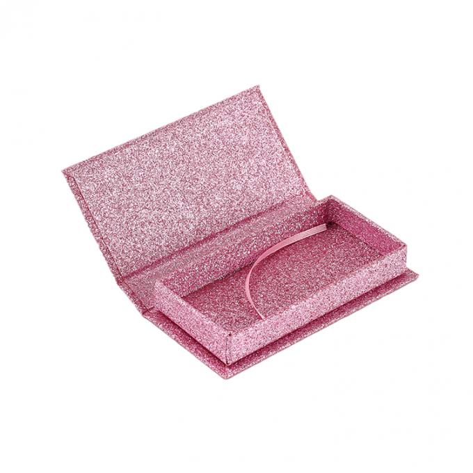 Logo personnalisé Pink Glitter Faux Cils Box de vente au détail avec structure en carton 0