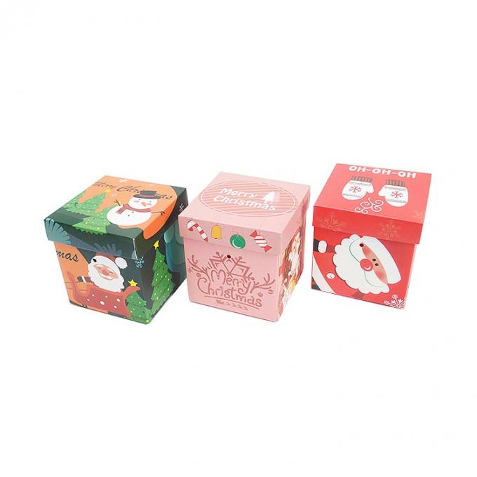 Autres cadeaux artisanaux Décoration de Noël imprimée sur mesure Carton Boîte d'emballage en papier cadeau avec couvercle et base 1