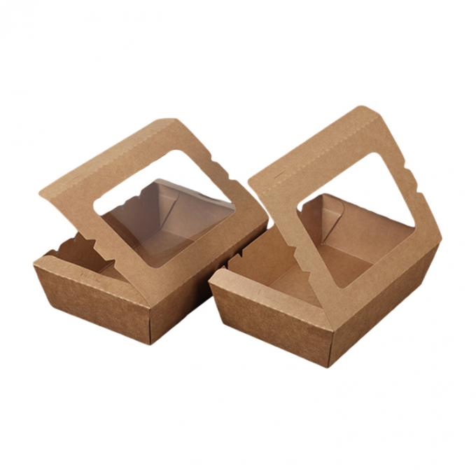 Emballage pour le déjeuner à emporter Carton à papier kraft Salade de fruits Boîte à vitres en PET 1