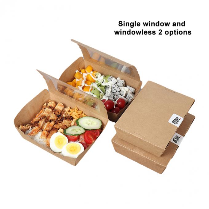 Emballage pour le déjeuner à emporter Carton à papier kraft Salade de fruits Boîte à vitres en PET 3