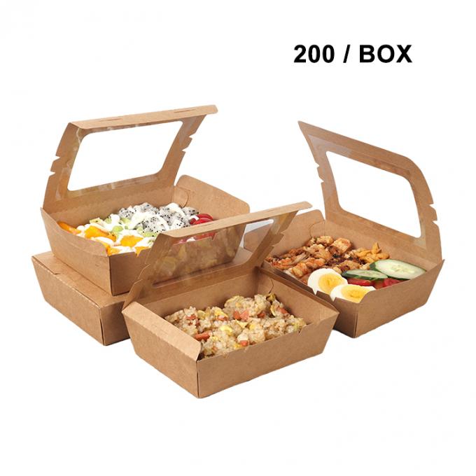 Emballage pour le déjeuner à emporter Carton à papier kraft Salade de fruits Boîte à vitres en PET 5