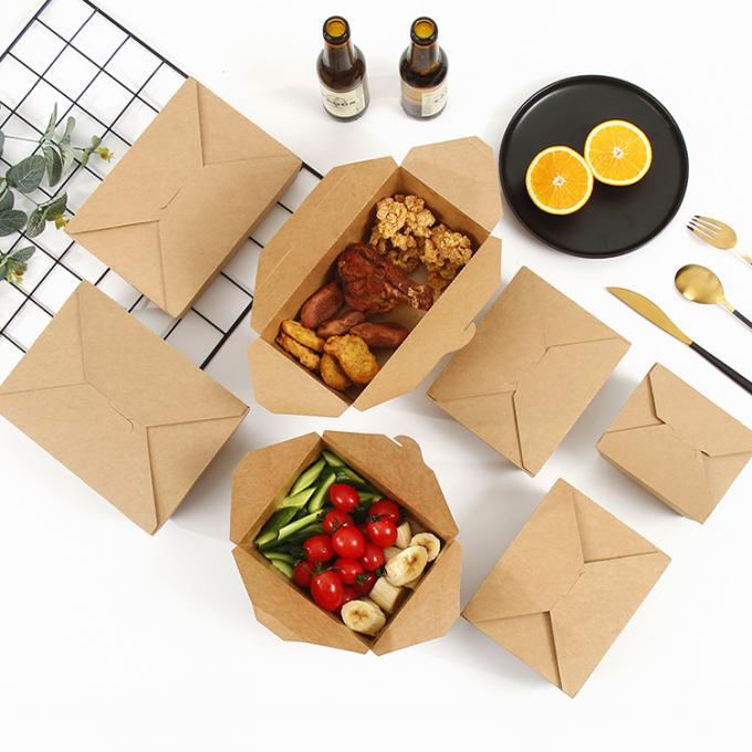Emballage pour le déjeuner à emporter Carton à papier kraft Salade de fruits Boîte à vitres en PET 9