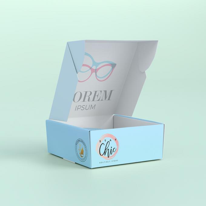 Autocollants Durable Impression sur mesure Boîte d'expédition de papier d'avion Boîte d'emballage cadeau ondulée Boîte mail bleue recyclée 11
