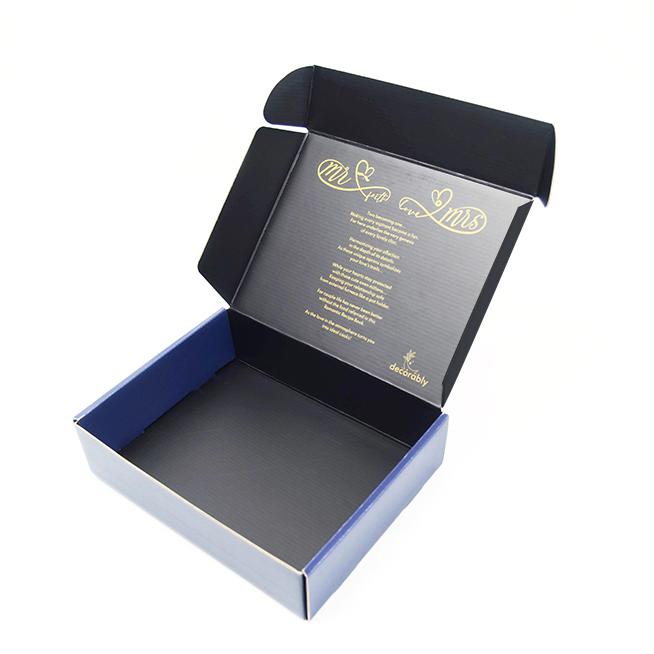 Autocollants Durable Impression sur mesure Boîte d'expédition de papier d'avion Boîte d'emballage cadeau ondulée Boîte mail bleue recyclée 9