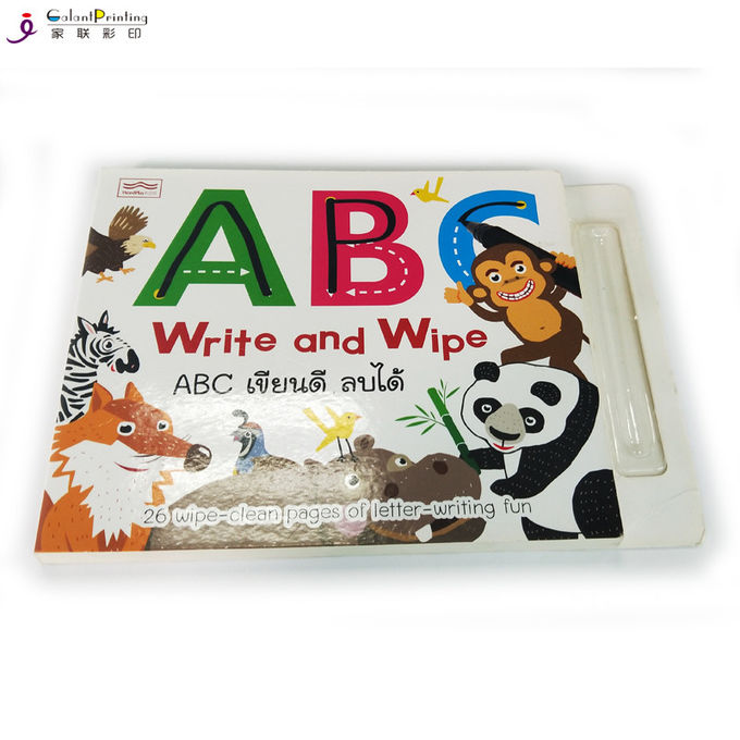 Livre du conseil des enfants épais de carte imprimant le livre fait sur commande de conseil de bébé d'ABC avec le support de stylo